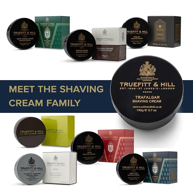 Truefitt & Hill Trafalgar Shaving Cream Bowl for Men, Spicy and Light Fragrance, 6.7 oz.