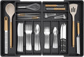 Lifewit Silverware Drawer Organizer, Expandable BPA Free Plastic Utensil Tray for Kitchen, Adjustable Flatware Cutlery Holder for Spoons Forks Knives, 18- 28 x 16.7", Black