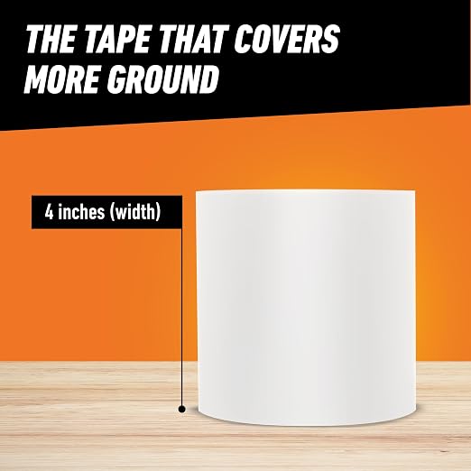 Gorilla Waterproof Patch & Seal Tape, White Tape, 4" x 10' (Pack of 4) - Permanent Weather Resistant Seal for Leaks and Repairs