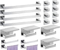 Bathroom Hardware Set 20 Piece Brushed Nickel Bathroom Accessories Set SUS304 Towel Bar Set Includes 4 Towel Bar 24 Inch+4 Towel Holder+4 Toilet Paper Holder+8 Towel Hooks (20, Brushed Nickel)
