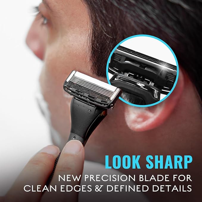 Jeremy’s Razors for Men, Precision 5 Shaving Kit, 4 Razor Cartridges, Shave Cream 6oz with Aloe + Cocoa Butter, Post Shave Balm 3.4oz, Ergonomic Grip Handle, Travel Bag, 8 Piece Set
