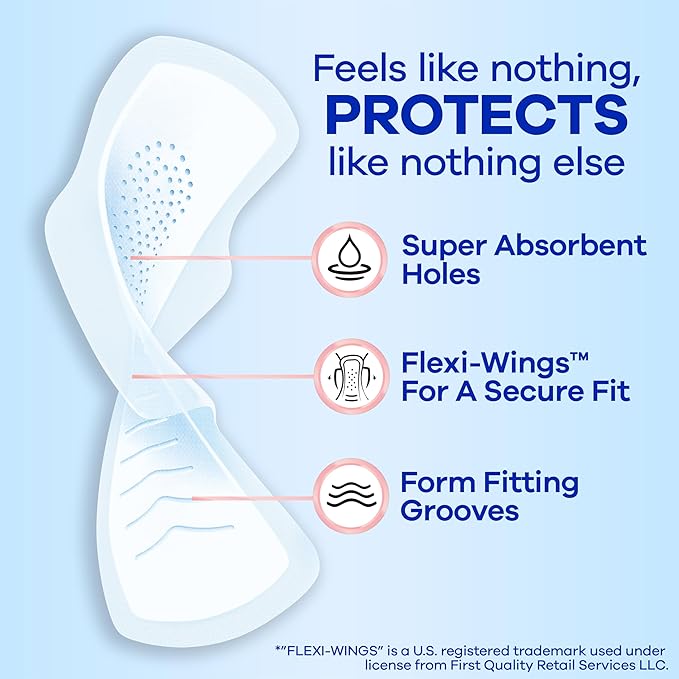 Always Infinity Feminine Pads for Women, Size 1 Regular, with Wings, unscented, 108ct