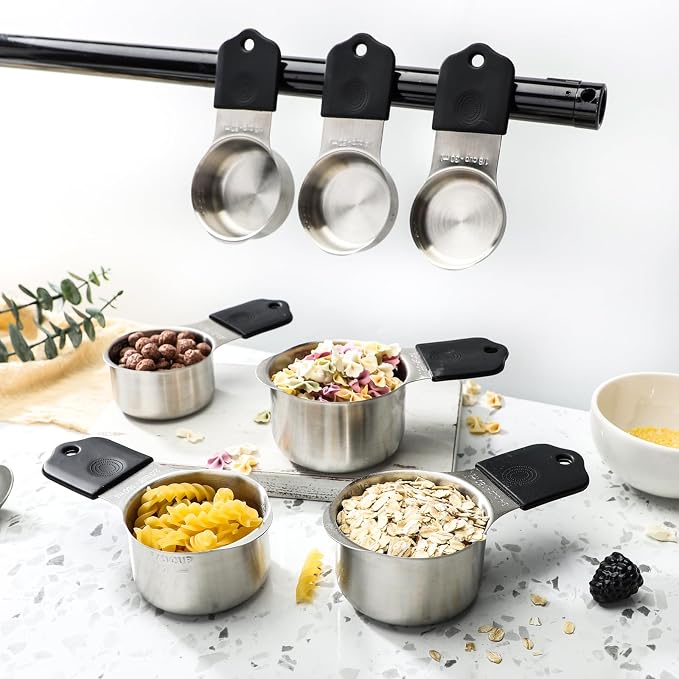 Magnetic Measuring Cups and Spoons Set of 17 Including 8 Stainless Steel Stackable Magnetic Measuring Cup 8 Magnetic Measuring Spoon with Leveler for Dry Liquid Ingredient