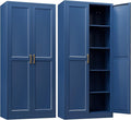 Steeloong 71"Metal Pantry Storage Cabinet with Doors & 4 Adjustable Shelves | Kitchen Pantry Cabinet,Blue Kitchen Cabinet with 2 Gold Handles,Tall Cabinet for Livingroom,Pantry, Bathroom,Kitchen,Garage