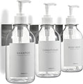 Shampoo and Conditioner Dispenser Wall Mounted Set of 2 Clear - No Drill Shower Soap Dispenser for Bathroom Refillable - Spa Hotel Style Accessories by MaisoNovo