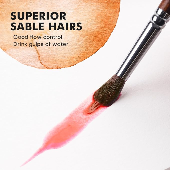 Watercolor Brushes Professional, Fuumuui 4Pcs Extended Needle Point Brushes Synthetic Extra Long Pinhead Brush with Sable Body for Fine Detailing - Watercolor Acrylic Gouache Inks Painting
