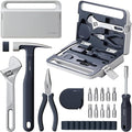 HOTO 16-Piece Home Tool Kit, Basic Hand Set with Portable Storage Box | Includes Screwdriver, Wrench, Hammer, Tape Measure, and Plier for Household, Office, Dorm Repairs and DIY Projects