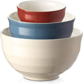 DOWAN Ceramic 4.25/2/0.5 Qt Mixing Bowls for Kitchen, Nesting Large Mixing Bowl Set for Space Saving Storage, Great for Cooking, Baking, Prepping