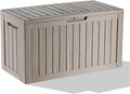 DRATO 85 Gallon Outdoor Storage Box Waterproof, Lockable Resin Deck Box for Patio Furniture, Pool Supplies & Garden Tools, Weatherproof Outside Storage Bin for Backyard Porch (Grey, 85 Gallon)