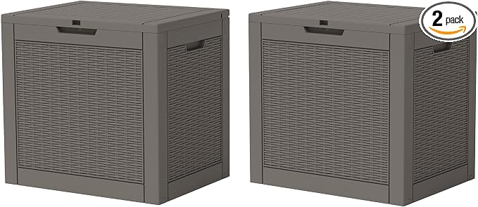 31 Gallon Outdoor Storage Box 2 Pack All-Weather Deck Box for Patio Furniture, Package Deliveries, Garden Tools, Pool Supplies & Cushions, Grey