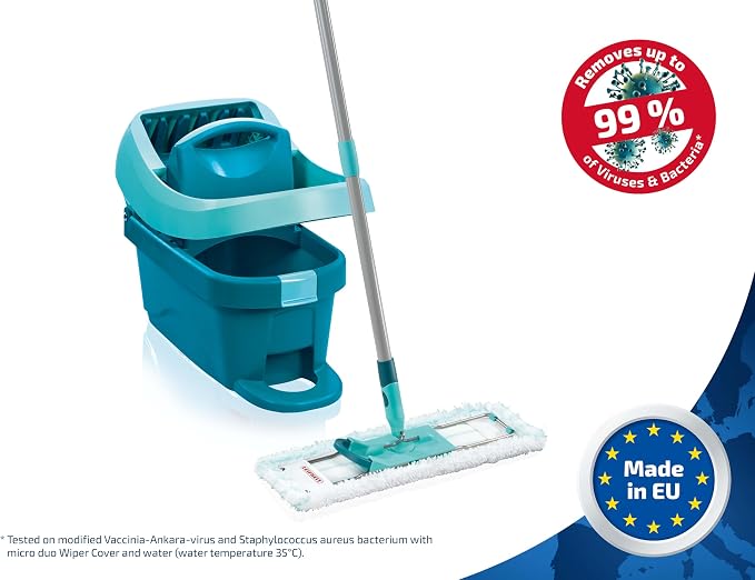 Leifheit "Profi" Mop and Bucket Set with Rollers, Turquoise