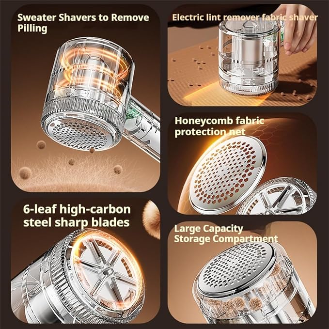 Sweater Shavers to Remove Pilling, 2026 New Lint Shaver for Clothing, Transparent Couch Pilling Remover Electric, Rechargeable Depiller Fabric Shaver for Clothes Couch Pilling (2pcs)
