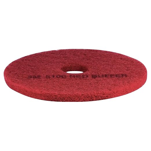 3M Buffer Floor Pad 5100, Red, 20", 5/Case | Removes Soil, Scratches, Scuff Marks, and Black Shoe Heel Marks