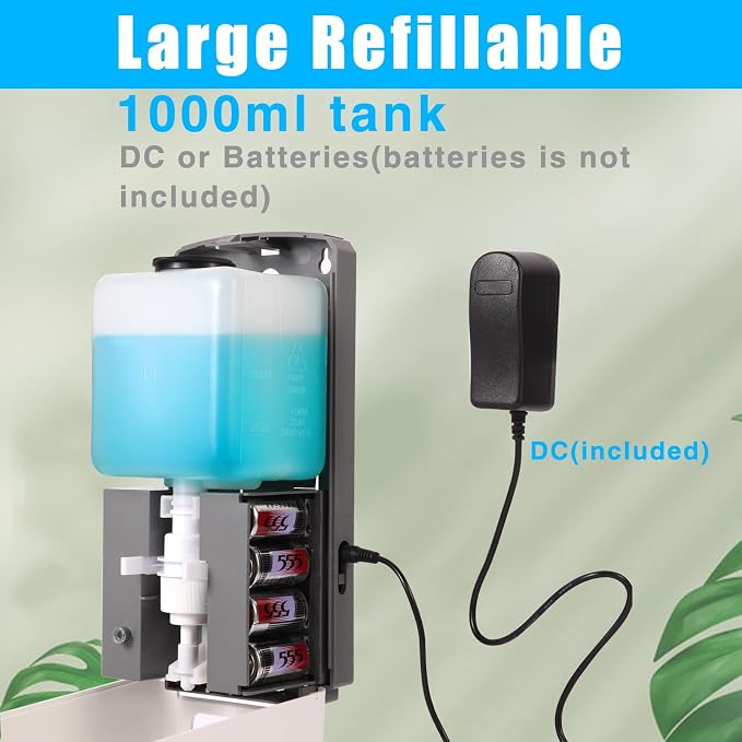 Touchless Automatic Foaming Hand Soap Dispenser Wall Mount, Motion Sensor Foam Liquid Refill Bottle Sanitizer Dispensing for Bathroom Kitchen Home Farmhouse Station