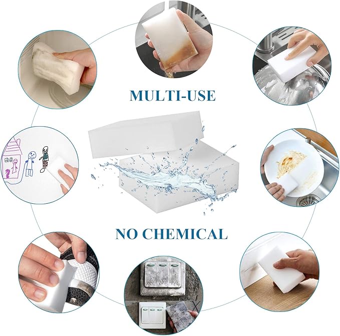Magic Cleaning Sponges Eraser Sheets，White Melamine Sponge Wipes for Furniture, Kitchenware, Shoe