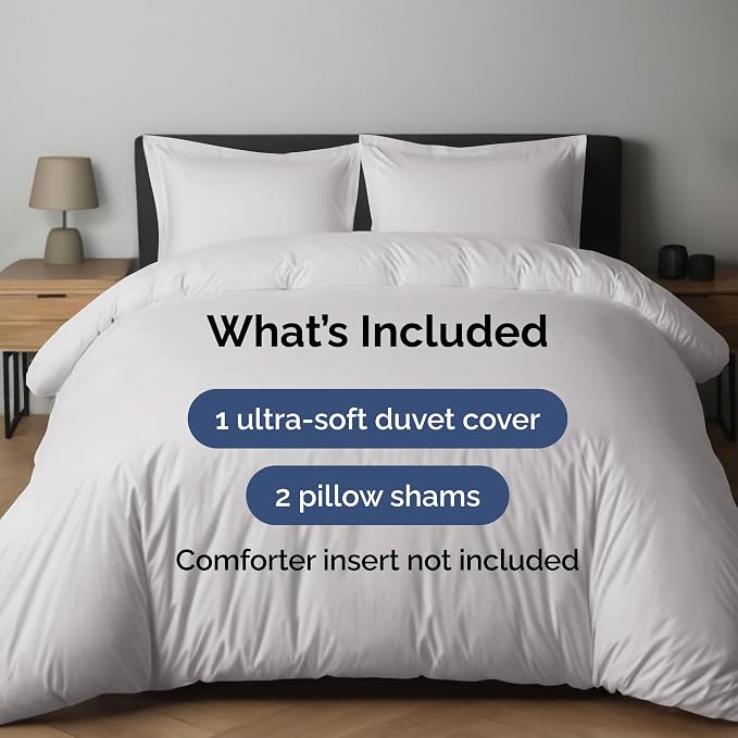 Duvet Cover Queen Size Set - Extra Soft Queen Duvet Cover 90" x 90" with 2 Pillow Shams for Women, Men, Kids & Teens - Hotel Luxury w/ Zipper Closures & Ties - Comfy, Cozy & Breathable (French Grey)