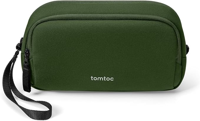 tomtoc Electronic Organizer Travel Case, Water Resistant Dual Compartment Tech Pouch Cable Organization Storage Bag for Charger, Cord, Phone, Hard Drive, Power Bank, Accessories Travel Essentials