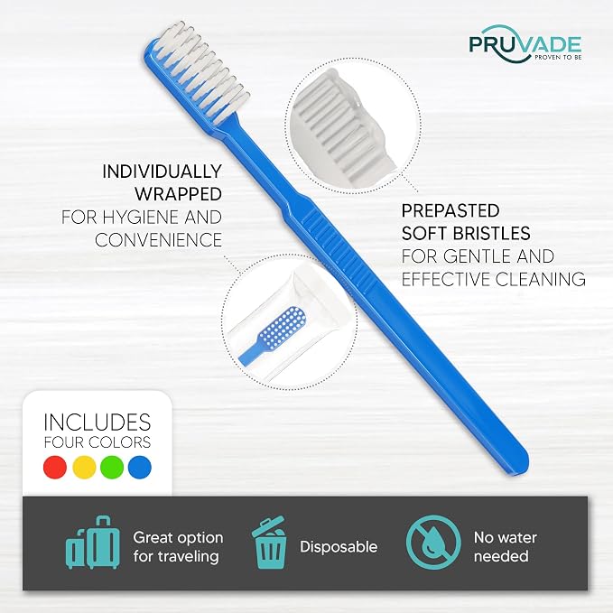 1000 Pack Disposable Toothbrushes with Toothpaste - Prepasted Toothbrush | Pruvade Bulk Prepasted Toothbrushes - Single Use Waterless Tooth Brush with Soft Bristles - Individually Wrapped - Mint