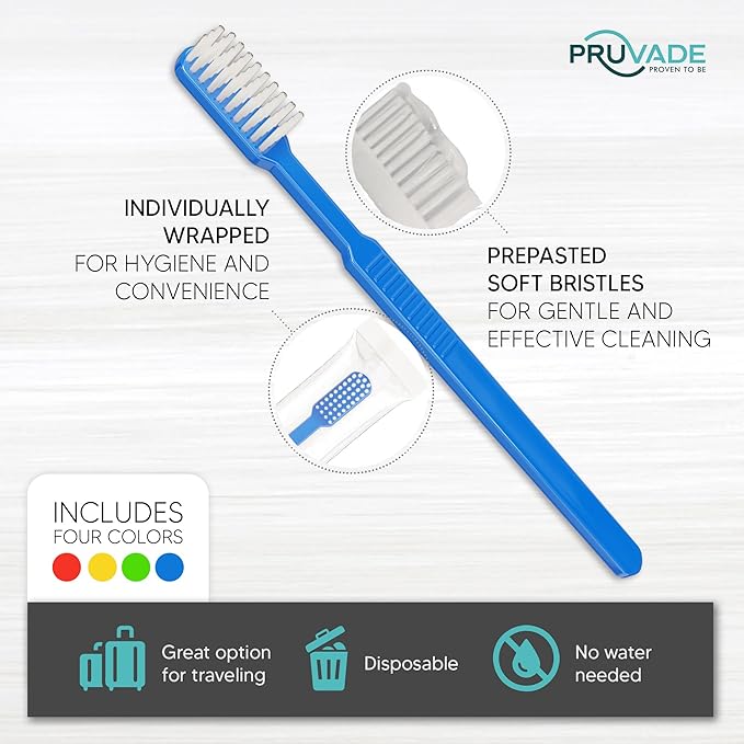 12 Pack Disposable Toothbrushes with Toothpaste - Prepasted Mint | Prepasted Toothbrushes Individually Wrapped | Single Use Waterless Tooth Brush with Soft Bristles for Hotel, Camping, Travel