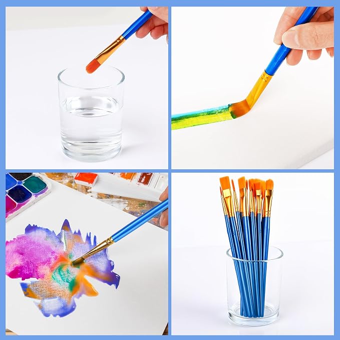 ESRICH 40pack/480pcs Paint Brushes, Nylon Hair Paint Brushes Set Round-Pointed Tip Paint Brush for Acrylic Painting,Watercolor Oil Miniature Painting Kits,Paint Brush for Kids Adult Arts Supplies