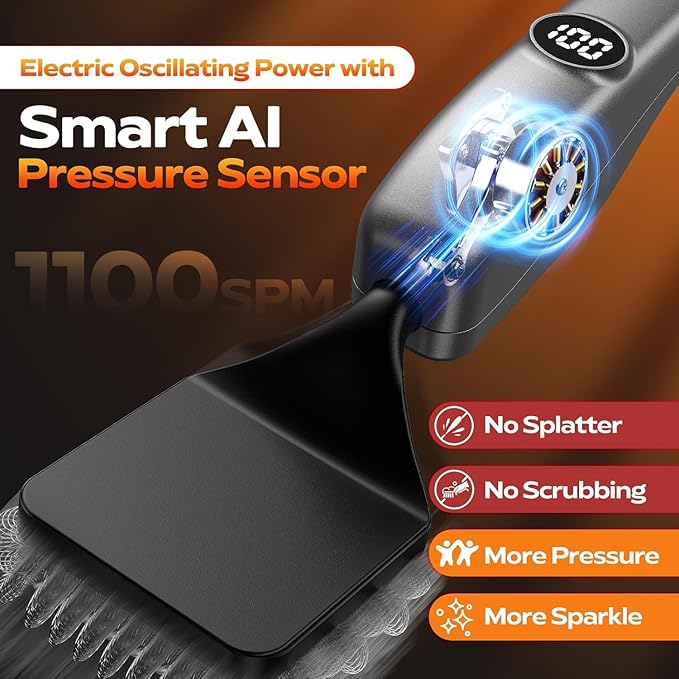 Bristle-Free Electric Grill Brush, Fire-Resistant BBQ Grill Brush, Reciprocating Grill Brush for Outdoor Grill, Grill Cleaner with 3 Heads, Cordless Grill Cleaning Brush with 3600 mAn, Silver