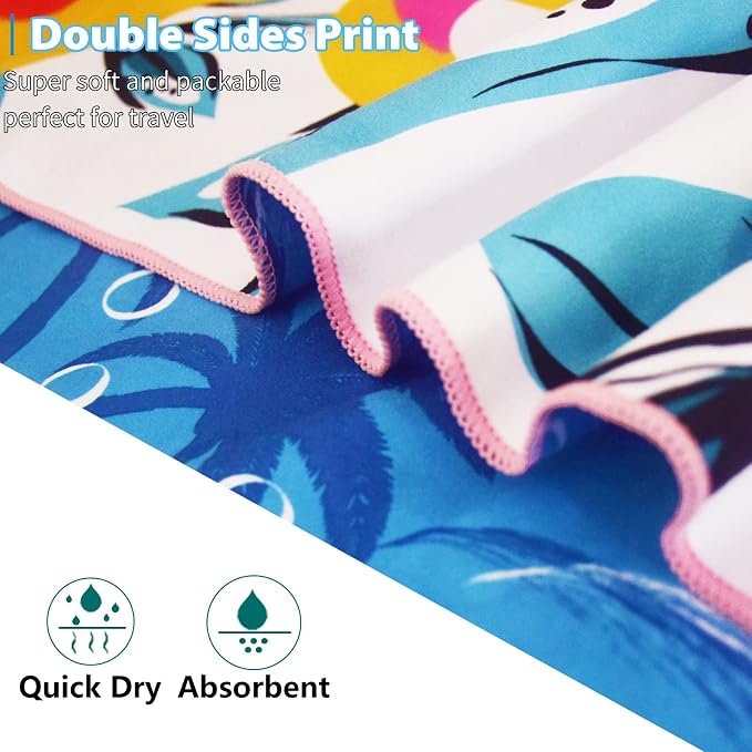 TwoYek Microfiber Beach Towel Extra Large 71x32 inches Floral Print | Thin & Lightweight, Sand Free, Super Absorbent Quick Dry, Oversized Towel for Beach Bath Pool Swim Travel Accessories Gifts