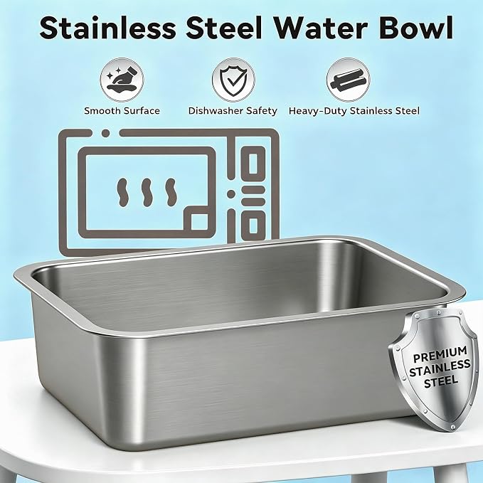 12L/3.17Gal Large Dog Water Bowl No Spill Stainless Steel | Pet Water Bowl for Messy Drinkers, Anti-Slip XXL Silicone Mat, Floating Disk & Dual Filtration