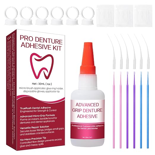 Dental Lab Instant Bonding Dental Glue for Dentures & Lab Tools - Fast-Setting in 15-60 Sec | Crack Repair & Gap Filling | Long-Lasting Hold (Days to Weeks) – 1oz