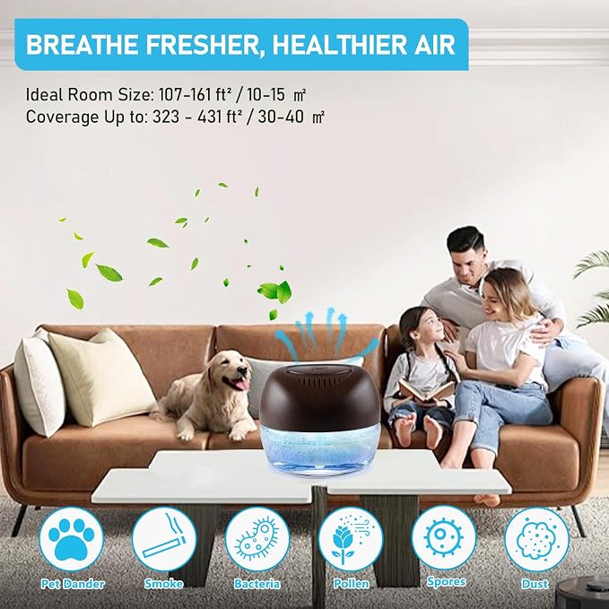 Purifier Air Washer, Air Fresher Aroma Diffuser for Home, Office, Air Purifier with Night Light (Brown)