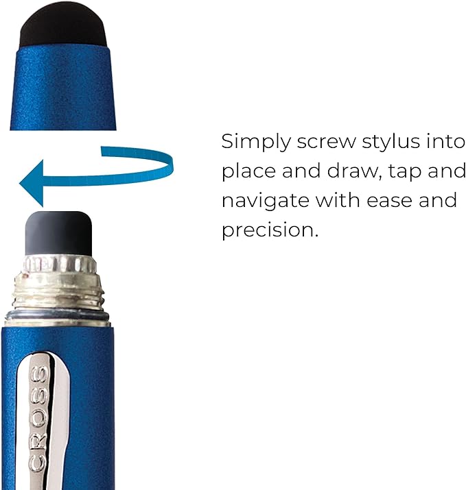 Cross Tech3+ Multifunction Pen with Stylus, Metallic Blue with Chrome Plated Appointments (AT0090-8) by A. T. Cross Co - PCA