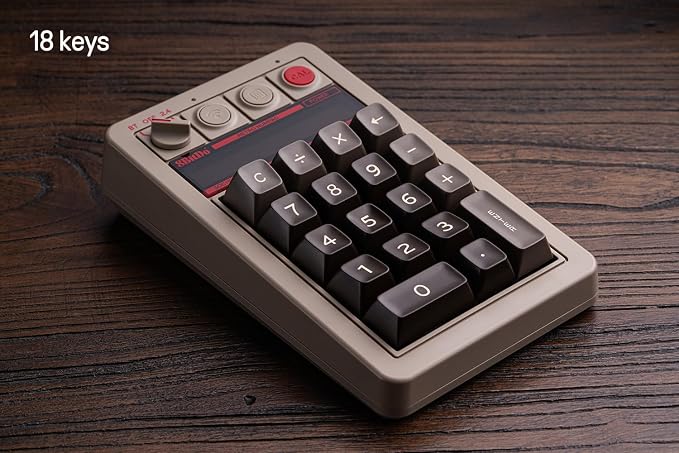 8Bitdo 18 Key Retro Mechanical Numpad, Supports PC & Standard Calculator Mode, Hot-swappable, PC Calculator Shortcut Button, Bluetooth/2.4G/Wired for Windows and Android - C64 Edition