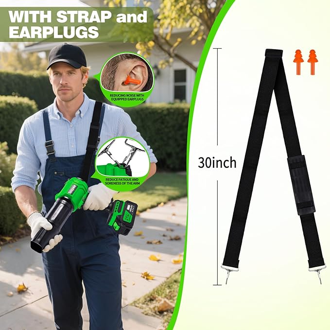 Leaf Blower Cordless with Two 4.0Ah Battery and Charger 800,000 RPM Lightweight Battery Powered Electric Leaf Blower Handheld Blowers for Lawn Care,Dust,Snow,Car Blowing Water (Dark Green)