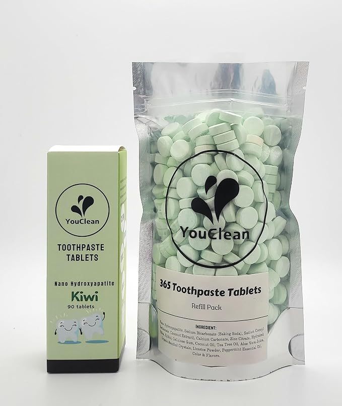 Refill Pack - 365 Toothpaste Tablets - Natural Remineralization & Whitening with Nano Hydroxyapatite - Travel or Daily Use - Fluoride Free (Orange365)