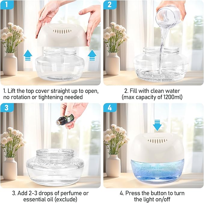 Purifier Air Washer, Air Fresher Aroma Diffuser for Home, Office, Air Purifier with Night Light (White)