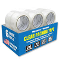 Grizzly Power Clear Packing Tape (6 Rolls) | Heavy Duty Packing Tape (2 Inch x 65 Yards) | 2.8mil Thick Strong Adhesive for Moving Boxes, Shipping Cartons, Office Use, Storage & Wrapping (390 Yards)