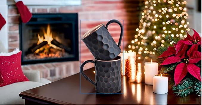 STAGLIFE 16 Oz Black Moscow Mule Pure Copper Mugs, Genuine Real Copper Cups for Drinking Moscow Mules, Food Safe Handcrafted Solid Mug Large Cup Hammered Finish Gift Set of 2