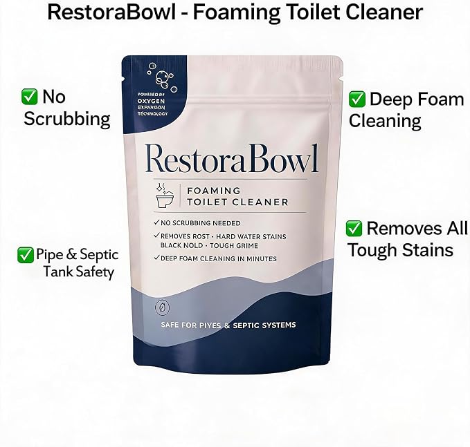Toilet Cleaner, No-Scrub Foaming Powder with Fresh Scent, Fast-Acting Oxygen Formula, Splash-Free & Brush-Free Daily Bathroom Maintenance (2 bags, 7.05 Ounce (Pack of 1))