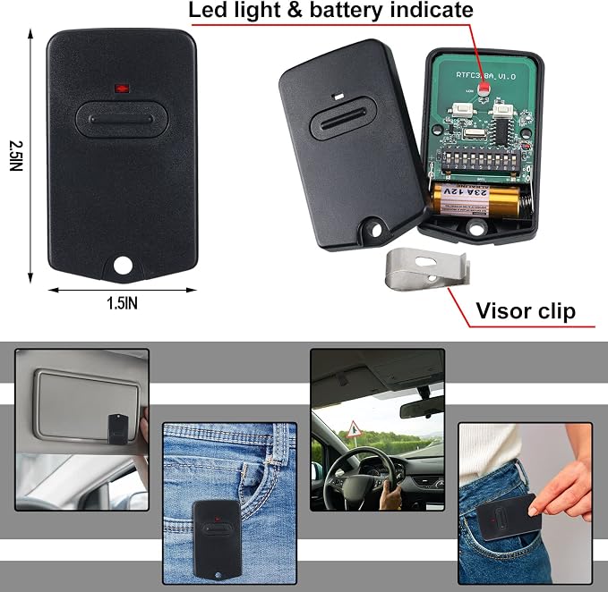 Kingdder 4 Pcs Gate Opener Remote Compatible with Mighty Mule RB741 Gate Control Remote Works Compatible with GTO RB741/FM135 Transmitter Control Single Button Garage Door Controller Replacement