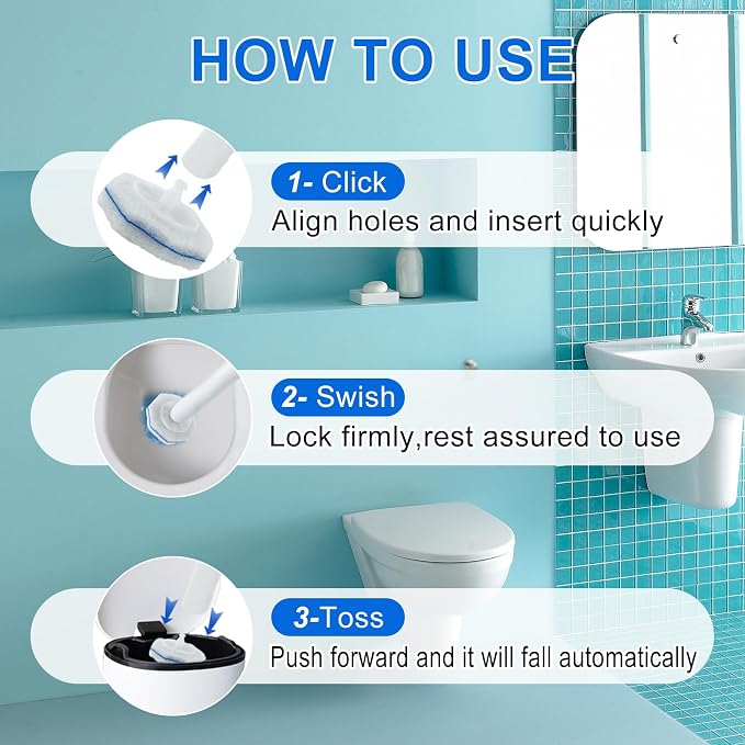 120 Count Toilet Bowl Brush Head Refills Compatible with Clorox Toilet Cleaning System, Upgrade Fiber Bowl Cleaner for Closestool Cleaning.(not included brush rod)