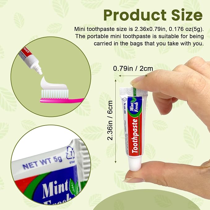 200 Tubes Bulk Mini Toothpastes, 0.18oz Single-use Mint Toothpast | For Daily Mouth Clean and Fresh Breath, Toiletry Supplies for Homeless Shelters & Charity Donations