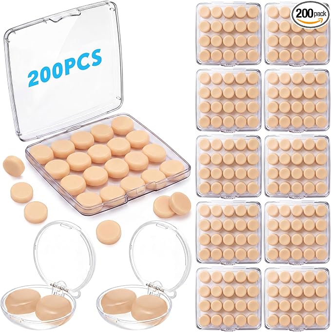 Relaxweex 200 Pcs Wax Earplugs Bulk Moldable Silicone Wax Earplugs for Sleeping 32 db Gel Ear Plugs for Noise Canceling Reduction Swimming Hearing Protection Shooting Construction Work(Clear)