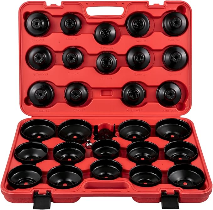 VEVOR Oil Filter Socket Set, 30 Pcs, Steel, Black, 3-Jam Wrench