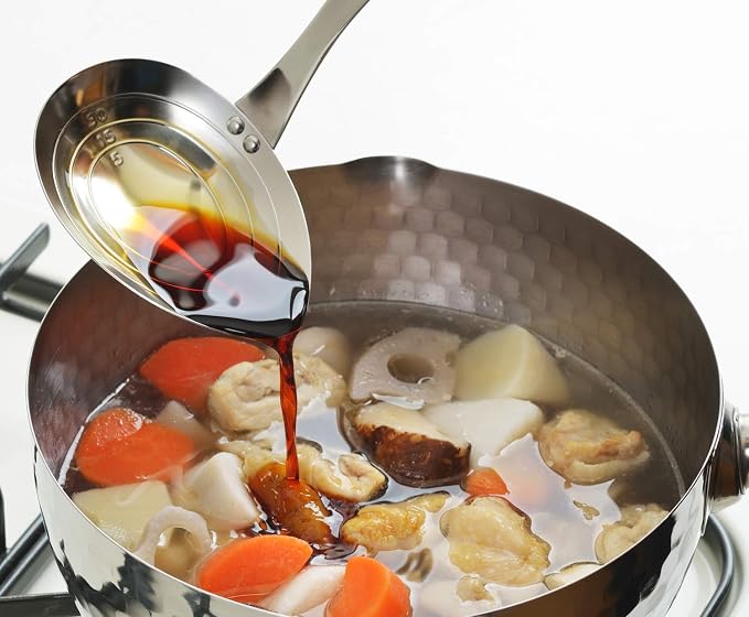 Yoshikawa YJ2775 Cooking Iroha Ladle, Graduated Horizontal Mouth, Silver, 2.4 fl oz (70 ml)