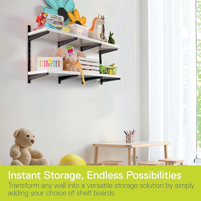 Delta Minimalistic Black Shelf Brackets Cycle, Set of 10 Fully Adjustable 12-inch Heavy Duty Shelf Brackets, Holds Up to 480 lbs, Modern Shelf Bracket for Wood Shelves