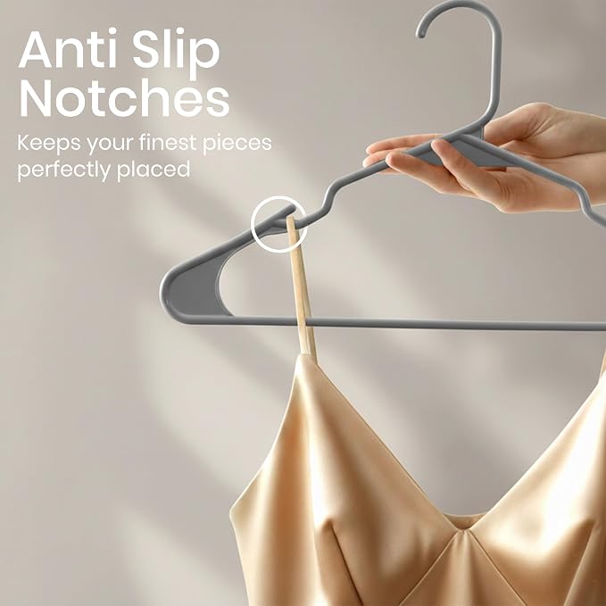 Utopia Home Plastic Hangers 20 Pack – Space Saving Clothes Hanger Grey | Durable & strong | Closet organizer & storage | Ideal for apartments, dorms & stocking stuffers