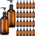 Tessco for you 24 Pcs Amber Soap Dispenser 8.5 oz Empty Plastic Pump Bottles Refillable Shampoo Container for Hand Sanitizer Soap Lotion Body Wash Conditioner Bathroom Kitchen Travel