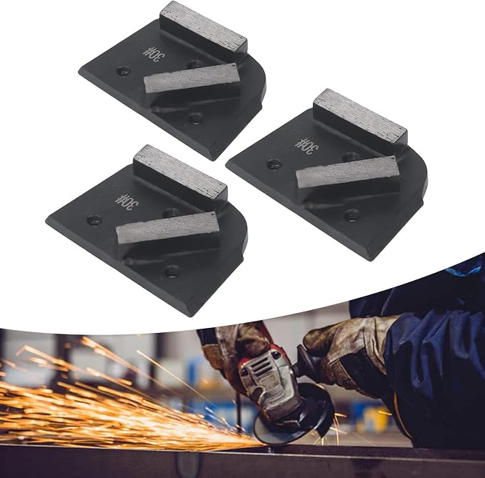 Grinding Shoes 3Pcs 30 Grit Polishing Shoes Block Tool with 2 Teeth 6mm Bore Thread for Concrete Paint Floor Grinding and Polishing