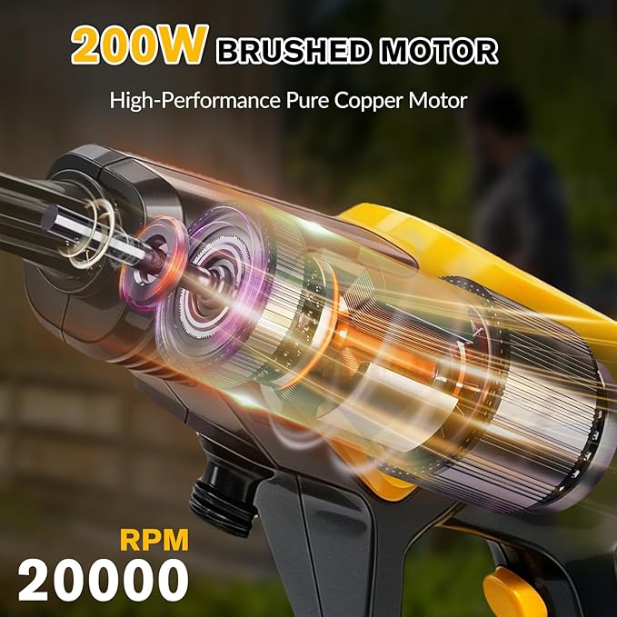 Cordless Pressure Washer, 1450 PSI Portable Power Washer with 6-in-1 Nozzle | Battery Powered Pressure Washer, Handheld Power Washer Cleaning Tool for for Car Wash, Garden, Patio & Home