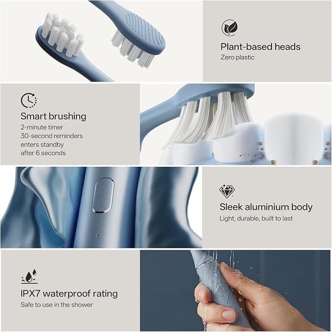 ODAY Electric Toothbrush Sets Blue+Green, 2 Pack Sonic Toothbrush with Wall Mounted Toothbrush Holder and 8 Brush Heads for Gift,Travel, Family, Friends