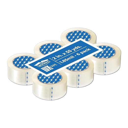 The Boxery 2" x 55 Yards Clear Packing Tape – 6 Roll Carton – Warehouse Grade Adhesive for Shipping, Moving & Packaging – Standard Strength 1.85 Mil Box Sealing Tape
